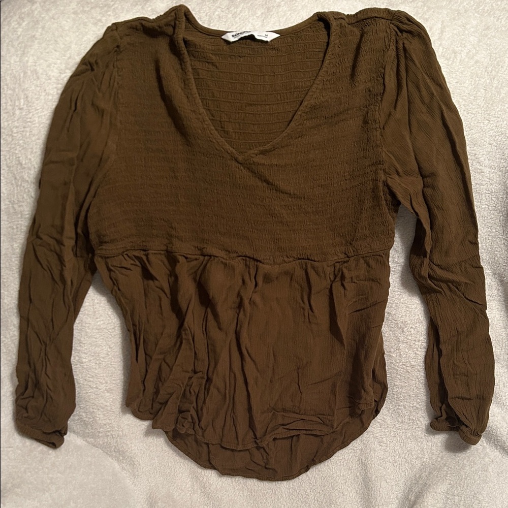 Sonoma Olive Long Sleeve Blouse